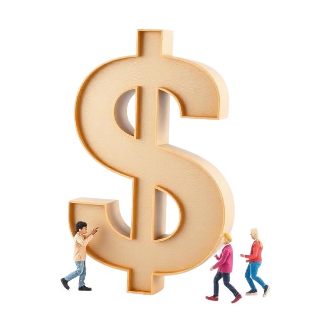 USD Sign with people contemplating it