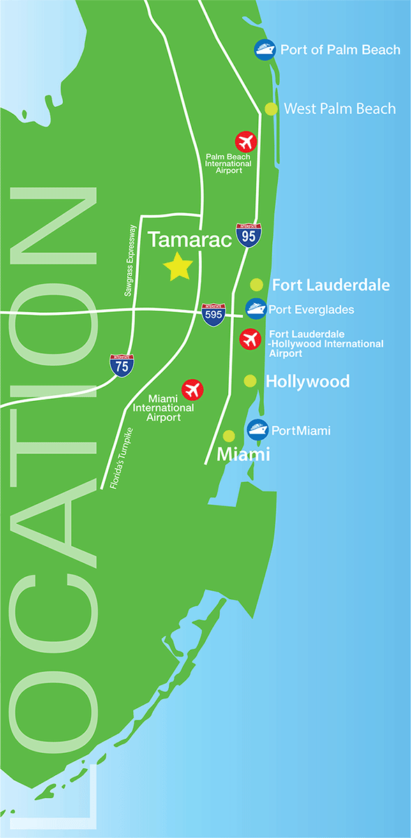 Map of select cities, highways, airports and seaports in the region 